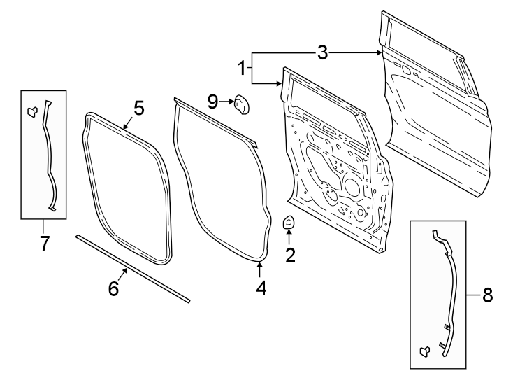 Diagram REAR DOOR. DOOR & COMPONENTS. for your 2018 Ford Expedition   