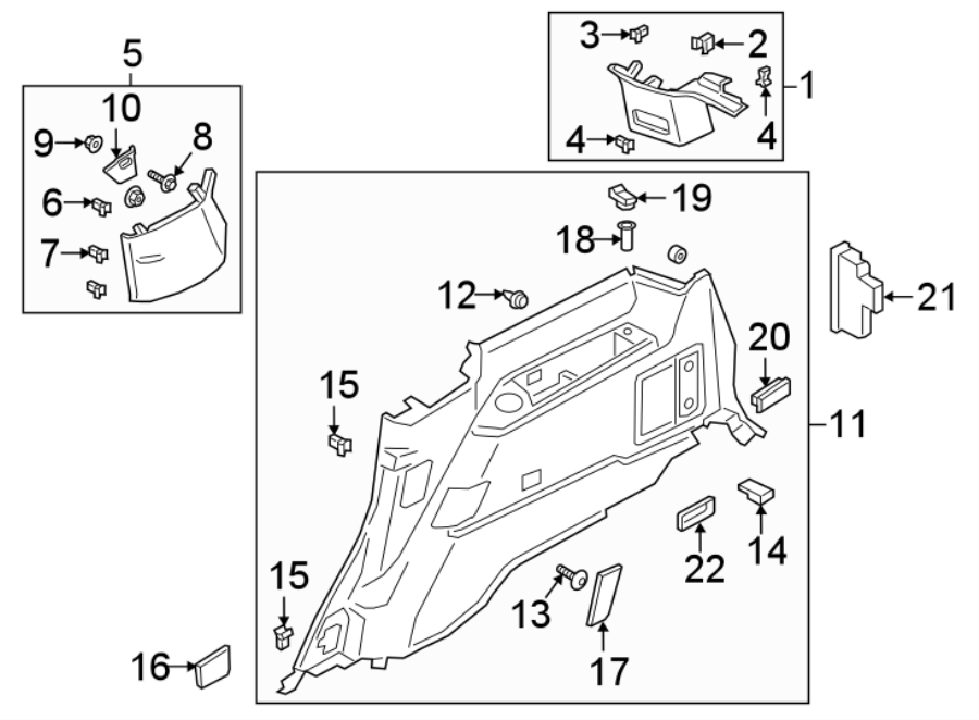 Diagram QUARTER PANEL. INTERIOR TRIM. for your 2012 Ford F-150 5.0L V8 FLEX A/T RWD XLT Crew Cab Pickup Fleetside 