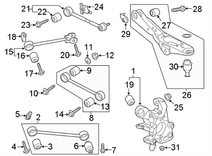 Diagram REAR SUSPENSION. SUSPENSION COMPONENTS. for your 2019 Ford F-150 3.0L Power-Stroke V6 DIESEL A/T RWD Platinum Crew Cab Pickup Fleetside 