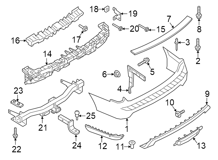 Diagram Rear bumper. Bumper & components. for your 2019 Lincoln MKZ   