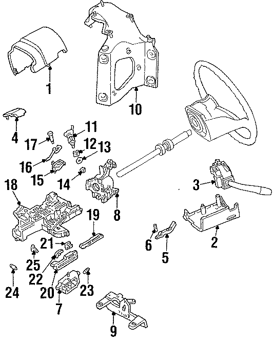 Diagram STEERING COLUMN. HOUSING & COMPONENTS. SHROUD. SWITCHES & LEVERS. for your Ford Explorer  