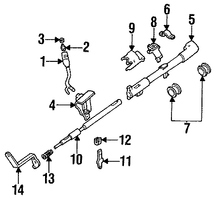 Diagram STEERING COLUMN. HOUSING & COMPONENTS. for your Ford Ranger  