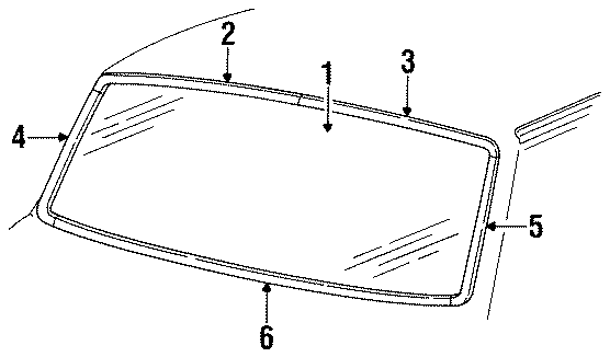 Diagram WINDSHIELD. GLASS. REVEAL MOLDINGS. for your Ford