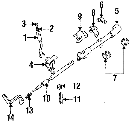 Diagram STEERING COLUMN. HOUSING & COMPONENTS. for your Ford Ranger  