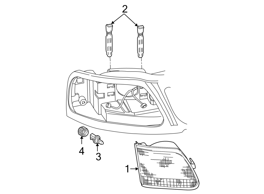 Diagram FRONT LAMPS. HEADLAMP COMPONENTS. for your Ford