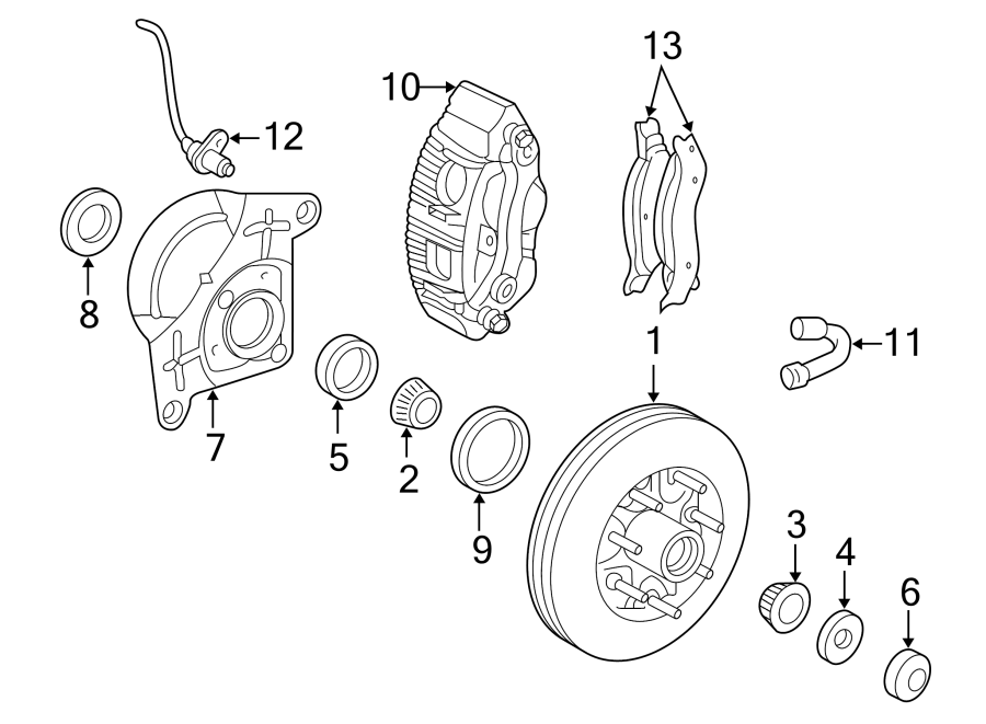 Diagram FRONT SUSPENSION. BRAKE COMPONENTS. for your 2013 Lincoln MKZ   