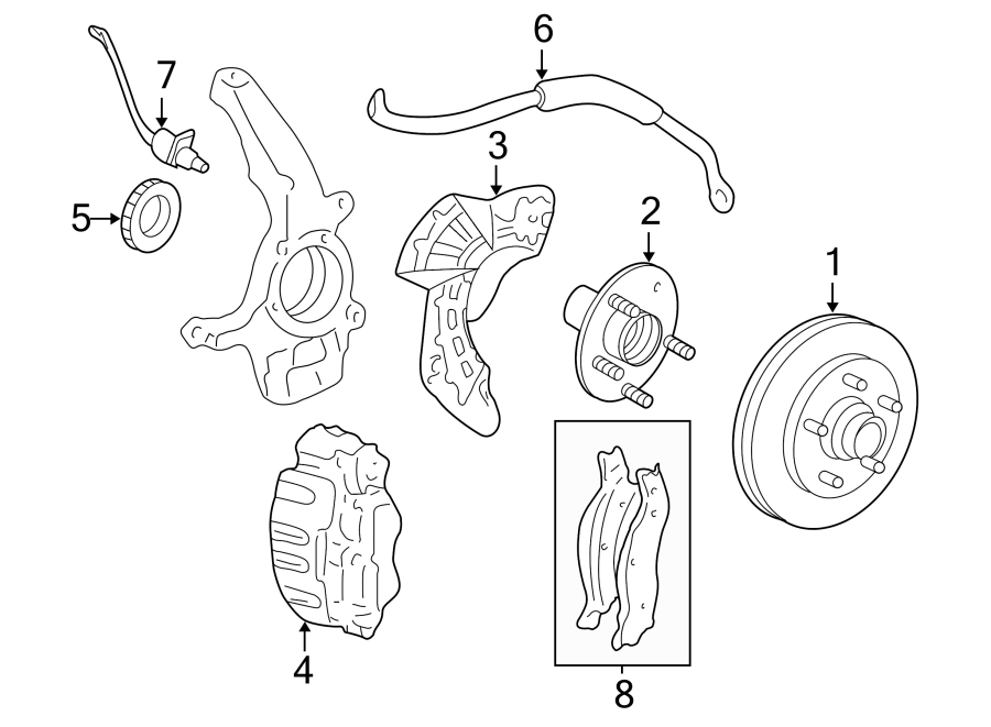 FRONT SUSPENSION. BRAKE COMPONENTS. Diagram