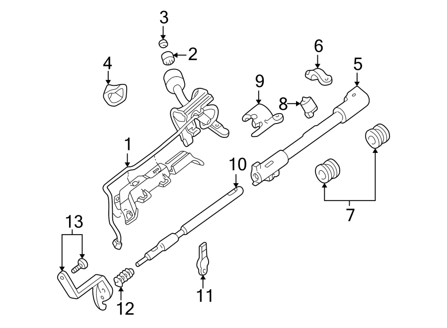 Diagram STEERING COLUMN. HOUSING & COMPONENTS. for your 2020 Ford Ranger   