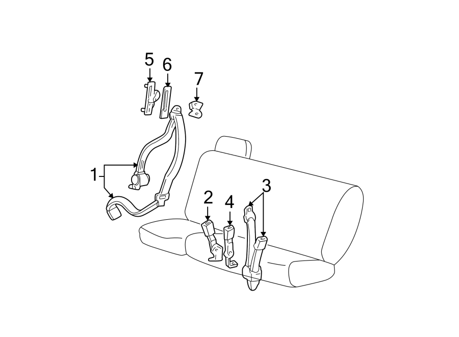 Diagram RESTRAINT SYSTEMS. REAR SEAT BELTS. for your 2023 Ford Explorer   