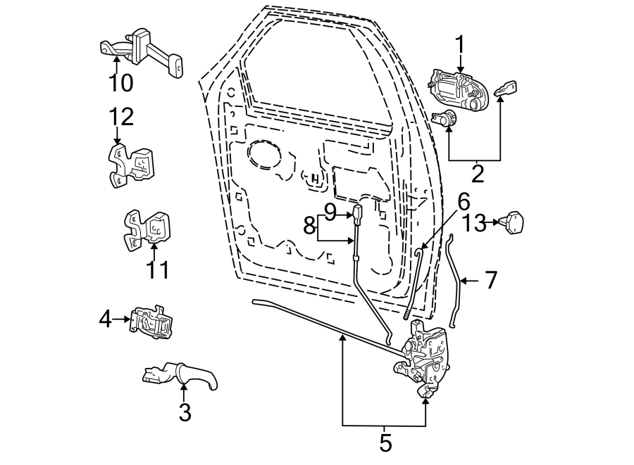 Diagram FRONT DOOR. LOCK & HARDWARE. for your Ford