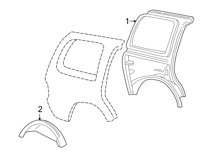 Diagram QUARTER PANEL. INNER STRUCTURE. for your 2016 Ford Police Interceptor Sedan   