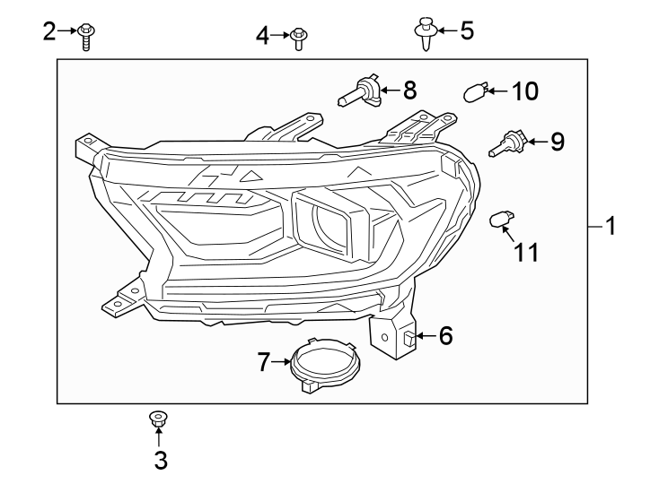 Diagram FRONT LAMPS. HEADLAMP COMPONENTS. for your 2009 Ford F-150 4.6L V8 A/T 4WD XLT Crew Cab Pickup Stepside 