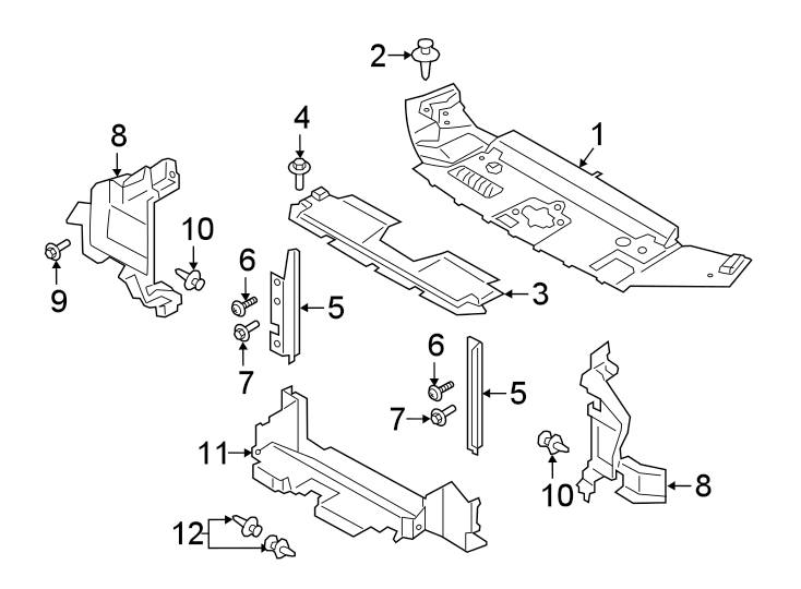 Diagram RADIATOR SUPPORT. AIR DEFLECTOR. for your 1996 Ford Ranger   