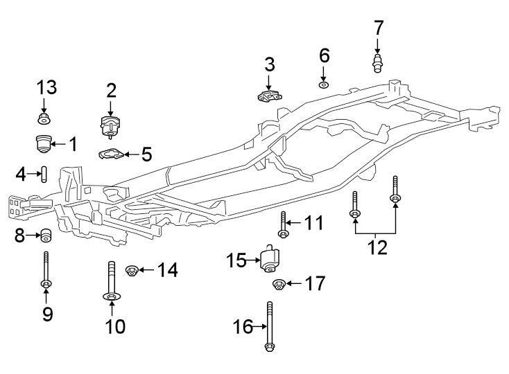 Diagram FRAME. BODY MOUNTING. for your Ford Ranger  