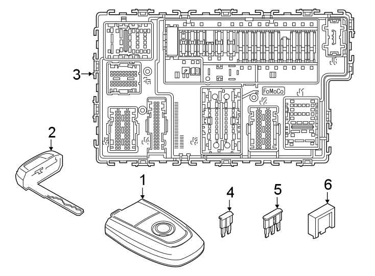 Diagram KEYLESS ENTRY COMPONENTS. for your 2022 Ford Ranger 2.3L EcoBoost A/T RWD XL Extended Cab Pickup Fleetside 