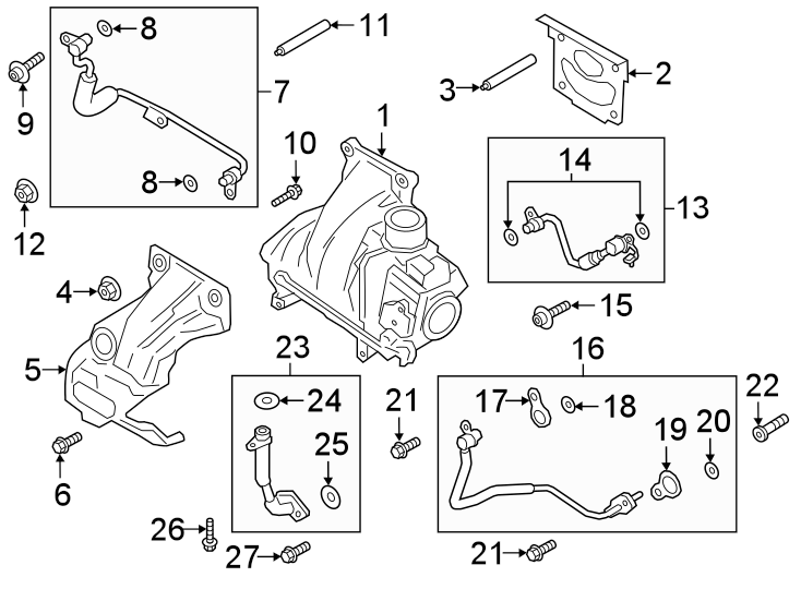 Diagram TURBOCHARGER & COMPONENTS. for your 1984 Ford Bronco   