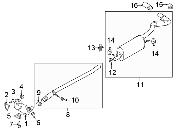 Diagram EXHAUST SYSTEM. EXHAUST COMPONENTS. for your 2017 Ford F-150  Platinum Crew Cab Pickup Fleetside 