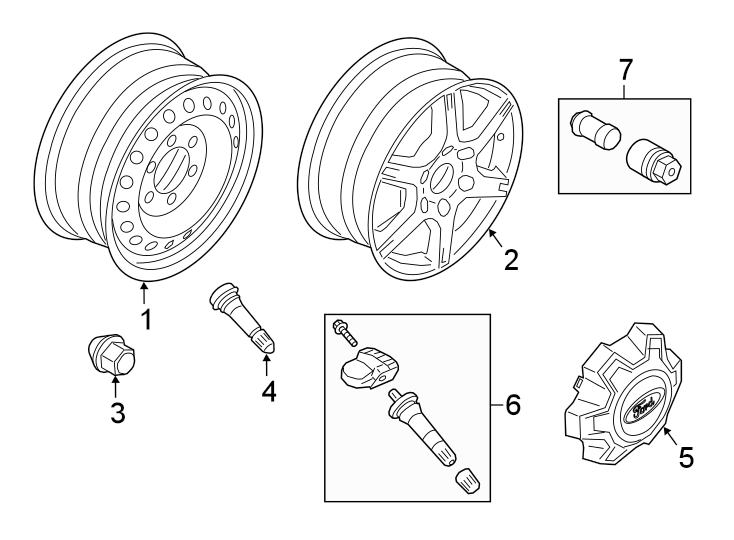 Diagram WHEELS. for your 1991 Ford Bronco   