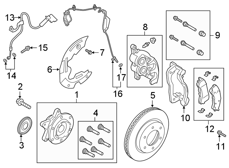 Diagram FRONT SUSPENSION. BRAKE COMPONENTS. for your 1997 Ford F-150   