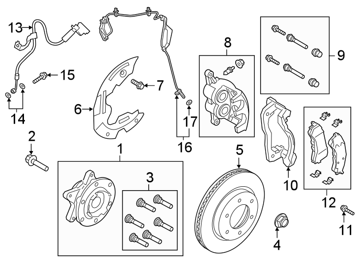 Diagram FRONT SUSPENSION. BRAKE COMPONENTS. for your 2011 Ford F-150   