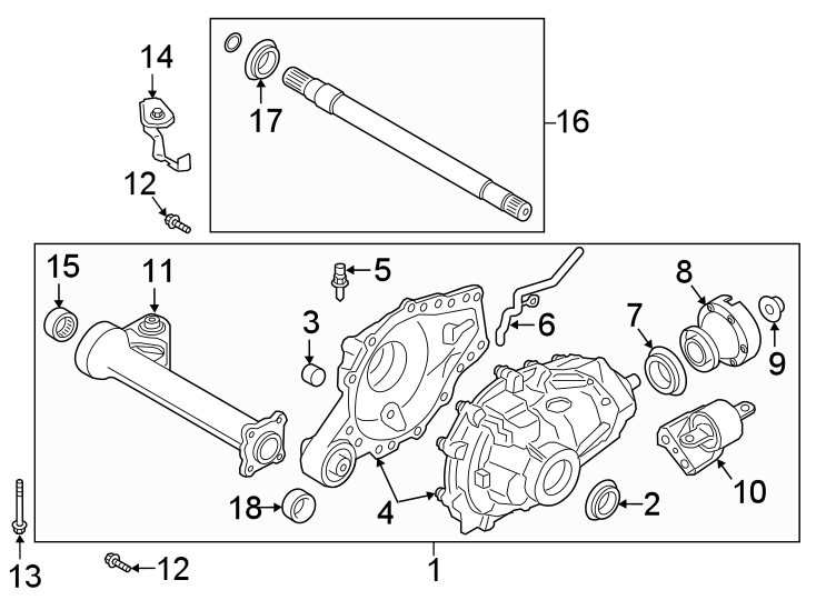 Diagram FRONT SUSPENSION. CARRIER & FRONT AXLES. for your 2019 Ford F-150 5.0L V8 FLEX A/T 4WD XLT Crew Cab Pickup Fleetside 