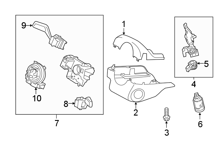 Diagram STEERING COLUMN. SHROUD. SWITCHES & LEVERS. for your Ford Bronco  