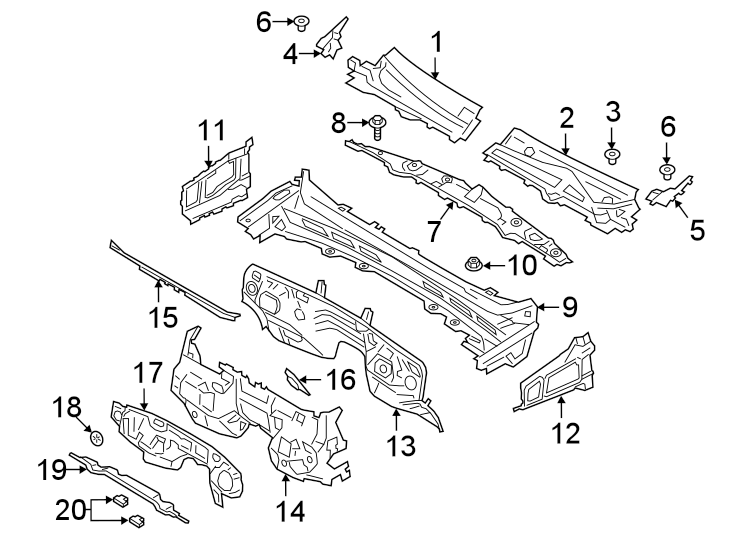 Diagram COWL. for your Ford Ranger  