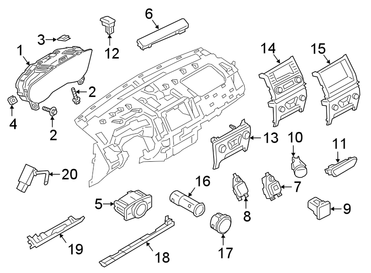 Diagram INSTRUMENT PANEL. CLUSTER & SWITCHES. for your Lincoln MKZ  