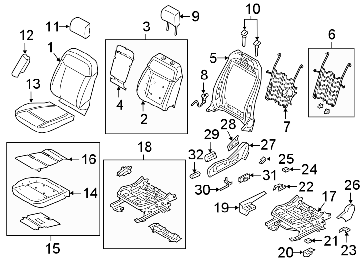 Diagram Seats & tracks. Passenger seat components. for your 1991 Ford F-150   