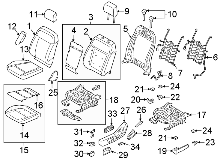 Diagram Seats & tracks. Driver seat components. for your 2018 Ford Expedition   