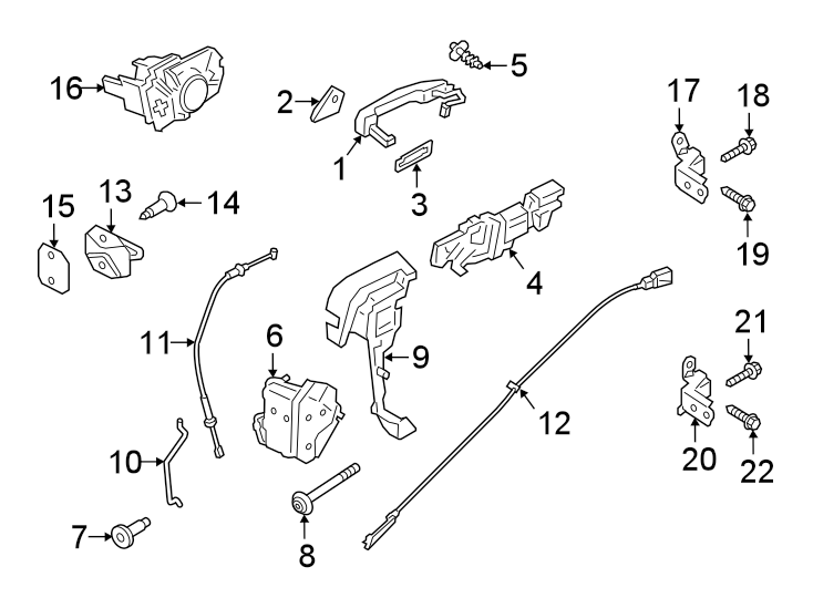 Diagram FRONT DOOR. LOCK & HARDWARE. for your Ford Ranger  