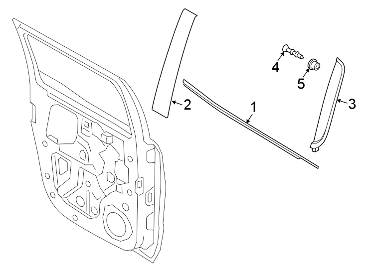 Diagram REAR DOOR. EXTERIOR TRIM. for your 2021 Ford E-350 Super Duty   