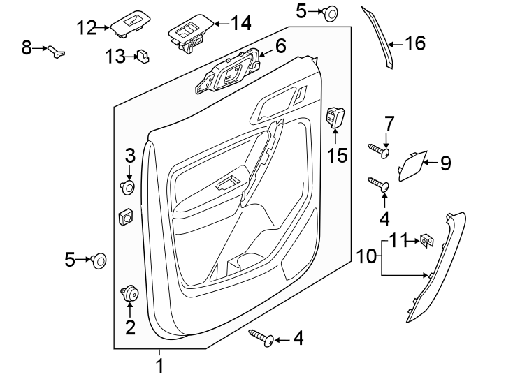 Diagram REAR DOOR. INTERIOR TRIM. for your 2019 Ford Ranger   