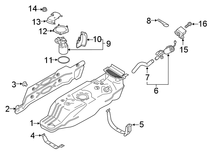 Diagram FUEL SYSTEM COMPONENTS. for your 2016 Lincoln MKZ Hybrid Sedan  