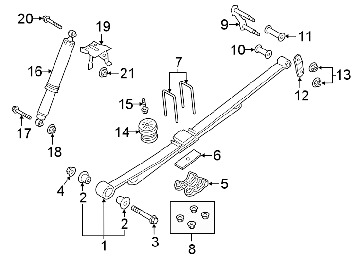 Diagram REAR SUSPENSION. SUSPENSION COMPONENTS. for your 2007 Ford F-550 Super Duty   