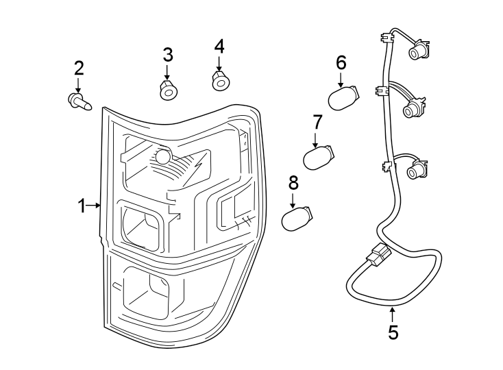 Diagram REAR LAMPS. TAIL LAMPS. for your 2020 Ford Ranger   