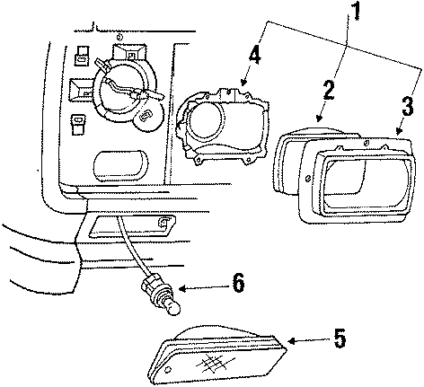 FRONT LAMPS. HEADLAMP COMPONENTS. PARK LAMPS. Diagram