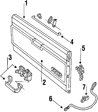 Diagram PICK UP BOX. TAIL GATE. for your Ford Ranger  