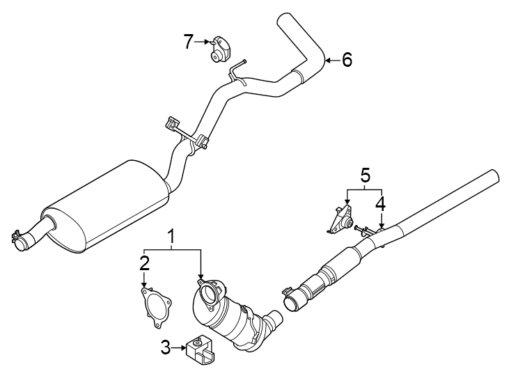 Diagram Exhaust system. Exhaust components. for your 2017 Ford F-150  Platinum Crew Cab Pickup Fleetside 