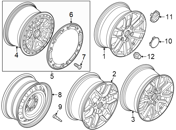 Diagram Wheels. for your 2024 Ford Bronco   