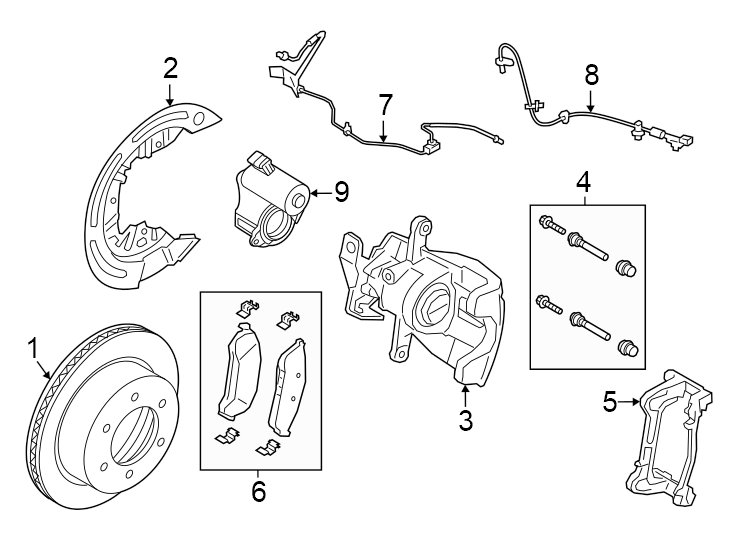 Diagram Rear suspension. Brake components. for your 2019 Lincoln MKZ Reserve II Hybrid Sedan  