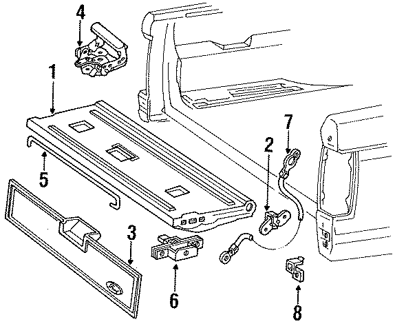 Diagram PICK UP BOX. TAIL GATE. for your Ford Ranger  