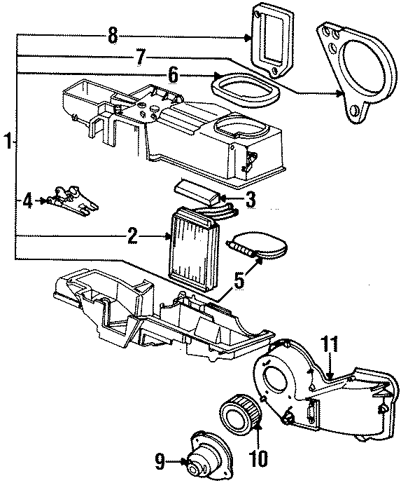 Diagram AIR CONDITIONER & HEATER. HEATER COMPONENTS. for your 1996 Ford Ranger   