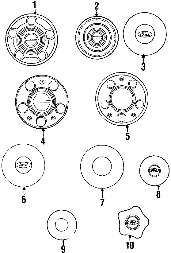 Diagram WHEELS. COVERS & TRIM. for your 2008 Ford F-150 4.6L Triton V8 A/T RWD THE 60TH ANNIVERSARY EDITION Crew Cab Pickup Stepside 