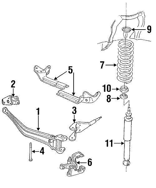 Diagram FRONT SUSPENSION. SUSPENSION COMPONENTS. for your 1995 Ford F-150 4.9L 6 cylinder M/T 4WD XLT Extended Cab Pickup Fleetside 