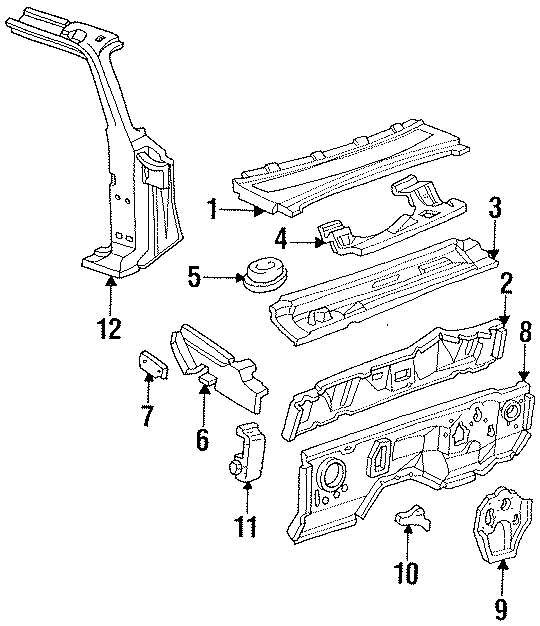 Diagram COWL. HINGE PILLAR. for your Ford Ranger  