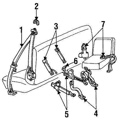 Diagram RESTRAINT SYSTEMS. FRONT SEAT BELTS. REAR SEAT BELTS. for your Ford Ranger  