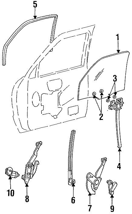 Diagram DOOR. GLASS & HARDWARE. for your Ford Ranger  