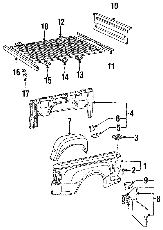 Diagram PICK UP BOX. FLOOR. FRONT & SIDE PANELS. for your 2021 Ford Transit Connect   