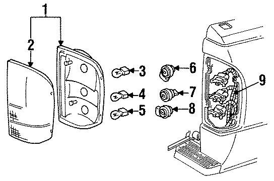 Diagram REAR LAMPS. COMBINATION LAMPS. for your 2022 Ford F-350 Super Duty 6.2L V8 FLEX A/T RWD XLT Extended Cab Pickup 